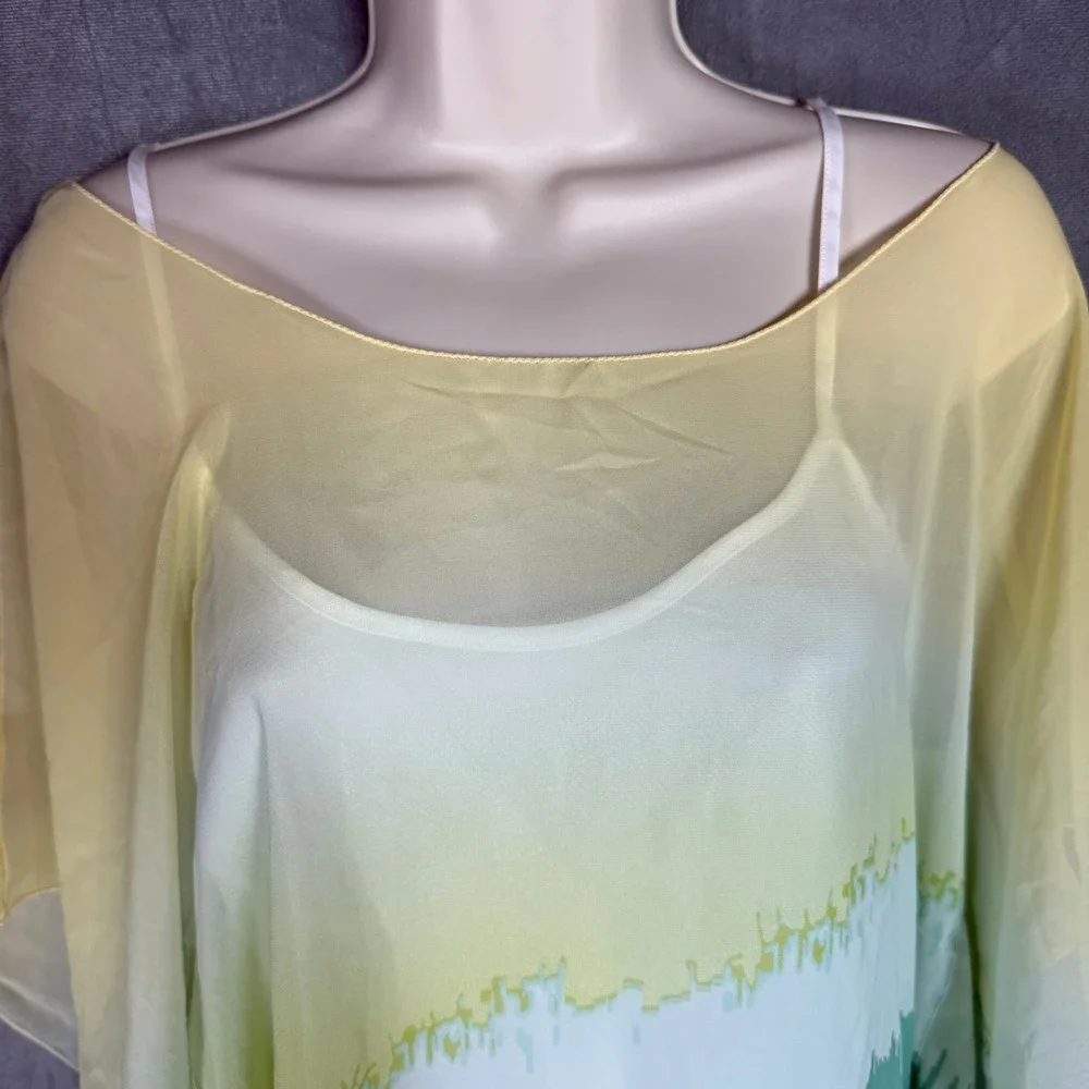 Soma Intimates Kaftan Cover Up Sz S Shirt and Slip Set Abstract Print Nightgown‎